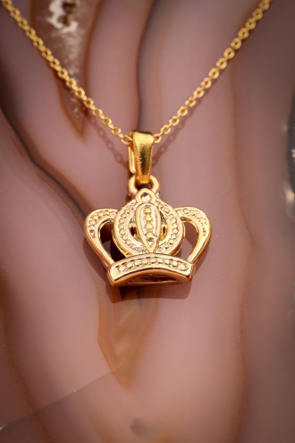 Gold Renk Kral Tacı Kolye