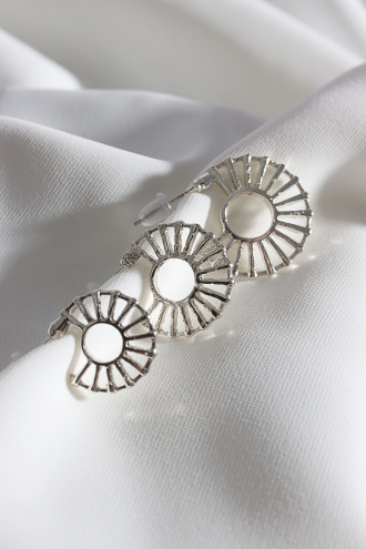 Kadın 3'Lü Gümüş Renk Halka Küpe Set