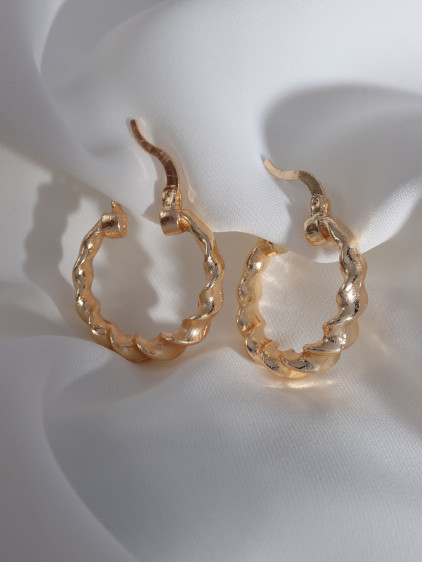 Bukle Gold Renk Vintage Halka Küpe