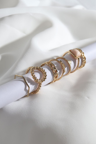 7 Adet Gold Renk Çoklu Yüzük Seti 7 Adet Gold Renk Çoklu Yüzük Seti