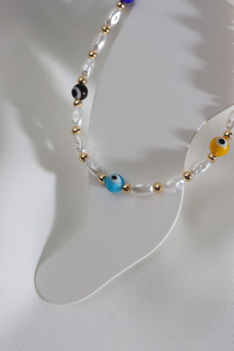 Nazar Boncuklu İnci Halhal