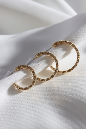 Kadın 3'Lü Gold Renk Halka Küpe Set