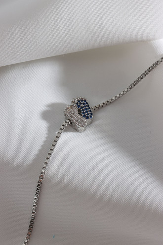 Beyaz-Lacivert Zircon Taşlı Ayak Figür Gold Renk Bileklik