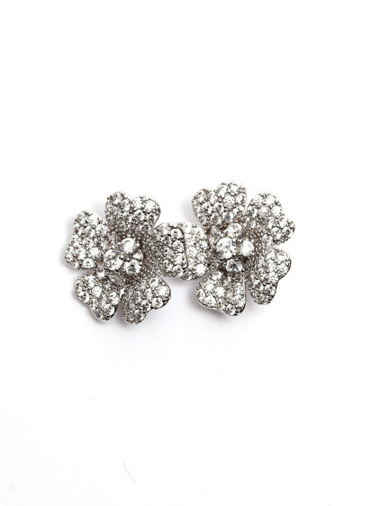 Zircon Taşlı Çiçek Abiye Küpe Zircon Taşlı Çiçek Abiye Küpe