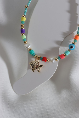 Yeşil Boncuklu Balık Uç Boncuk Halhal