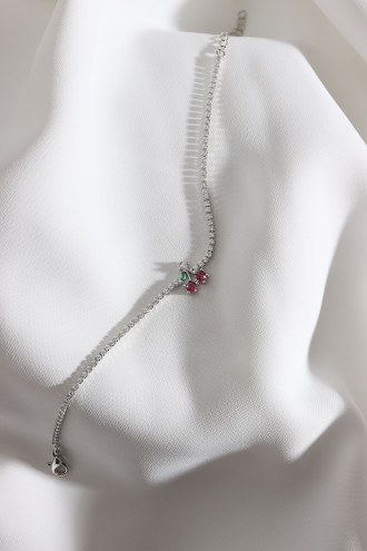 Kiraz Figürlü Zircon Taş Gümüş Renk Suyolu Bileklik