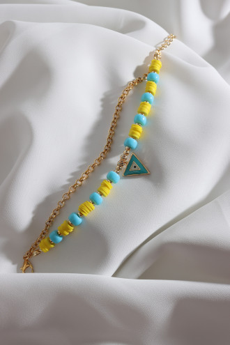 2'Li Sarı Fimo Boncuklu Üçgen Sallantılı Bileklik