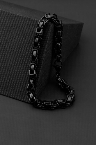 Siyah Renk Kral Zincir Çelik Erkek Bileklik