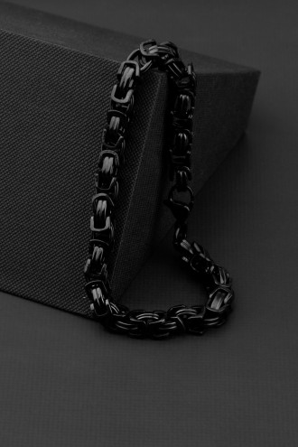 Siyah Renk Kral Zincir Çelik Erkek Bileklik