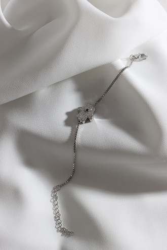 Beyaz Zircon Taşlı Gold Renk Fatma Ana Eli Bileklik