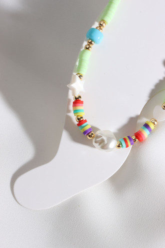 Açık Yeşil Fimo Boncuklu İnci Uçlu Halhal