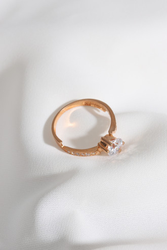 Tek Taş Gold Renk Yüzük