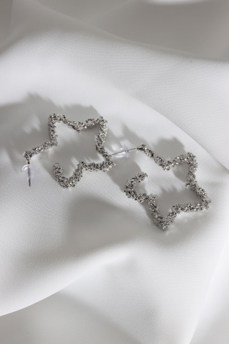 Vintage Gümüş Renk Yıldız Küpe