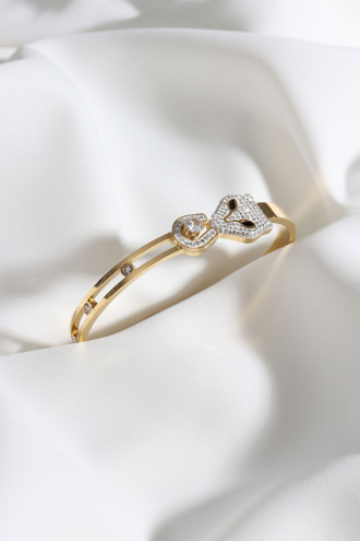 Kaplan Figürlü Gold Renk Çelik Kelepçe Bileklik Kaplan Figürlü Gold Renk Çelik Kelepçe Bileklik