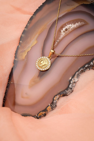 Gold Renk Zircon Taşlı Silüet Kolye