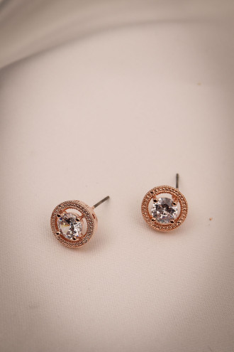 Yuvarlak Taşlı Tek Taş Küpe