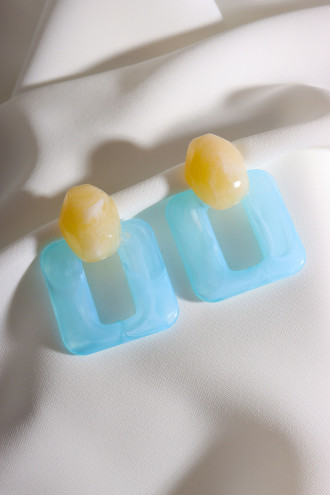 Mavi Kare Kemik Küpe