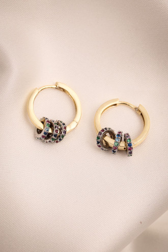 Renkli Taşlı Rondela Halka Küpe