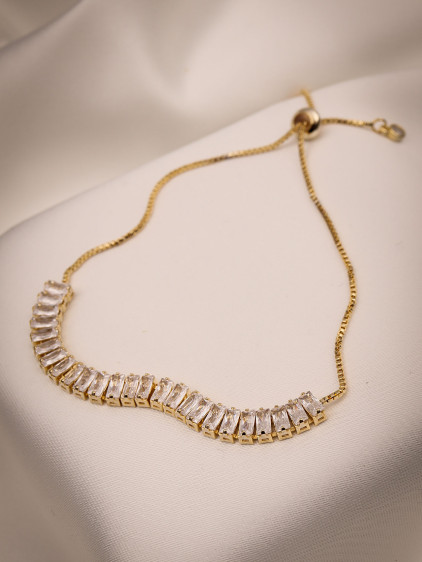 Baget Zircon Taşlı Asansörlü Gold Renk Bileklik Baget Zircon Taşlı Asansörlü Gold Renk Bileklik