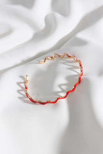 Kırmızı Zigzag Gold Renk Bilezik