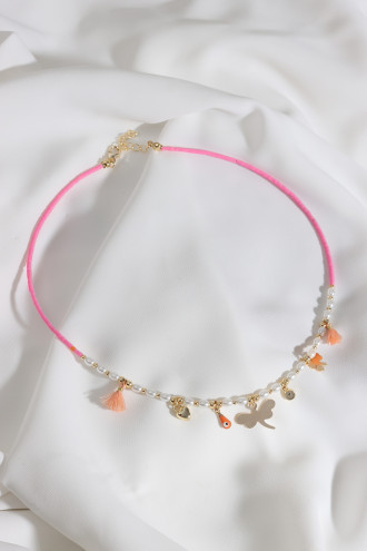 Yusufçuk Uçlu Pembe Boncuk Kolye Yusufçuk Uçlu Pembe Boncuk Kolye