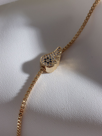 Zircon Taşlı Gold Renk Melek Kanadı Bileklik