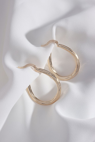 Oval Gold Renk Vintage Halka Küpe