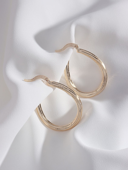 Oval Gold Renk Vintage Halka Küpe