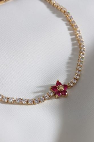 Çiçekli Gold Renk Su Yolu Çelik Bileklik