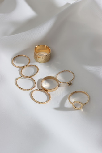 7 Adet Gold Renk Çoklu Yüzük Seti