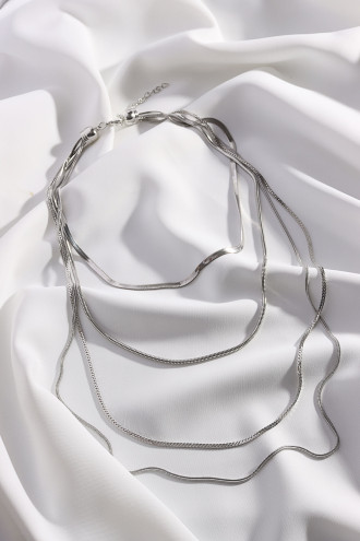 Gümüş Renk 4'Lü Uzun Zincir Kolye