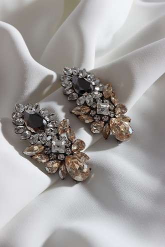 Bal Rengi Zircon Taşlı Sallantılı Abiye Küpe