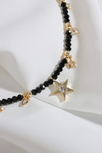 Yıldız Uçlu Siyah Boncuk Kolye