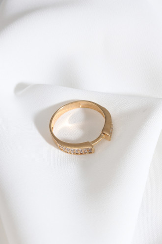 2 Sıralı Zircon Taşlı Gold Renk Yüzük