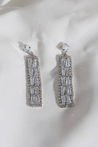 Zircon Abiye Gümüş Renk Küpe