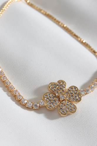 Çiçek Figür Gold Renk Asansörlü Su Yolu Bileklik