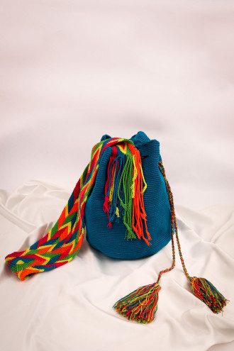 Mavi Uzun Askılı Wayuu Çanta