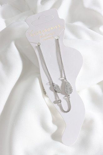 Yaprak Detaylı Çelik Gümüş Renk Halhal