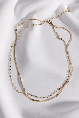 Çelik Çift Zincir Gold Renk Kolye