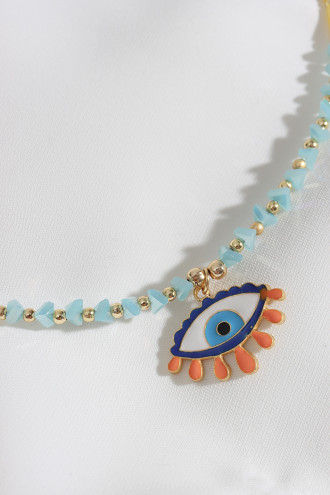 Göz Uçlu Beyaz Kolye