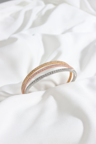 3'Lü Gold/Rose/Gümüş Renk Taşlı Bileklik