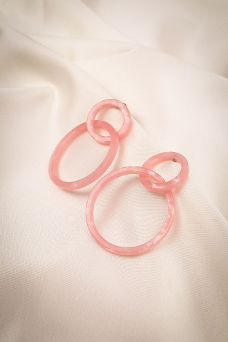 Halkalı Pembe Mika Küpe