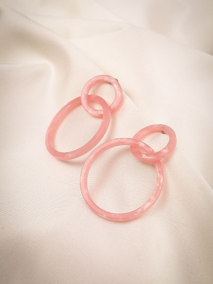 Halkalı Pembe Mika Küpe Halkalı Pembe Mika Küpe