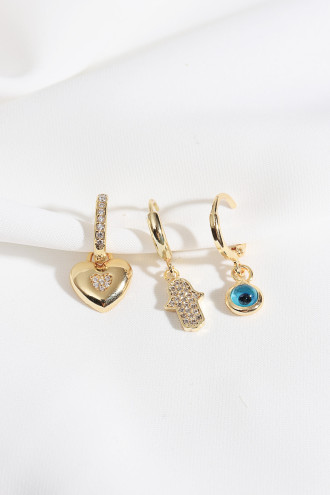 3'Lü Fatma Ana Elli Gold Renk Küpe 3'Lü Fatma Ana Elli Gold Renk Küpe