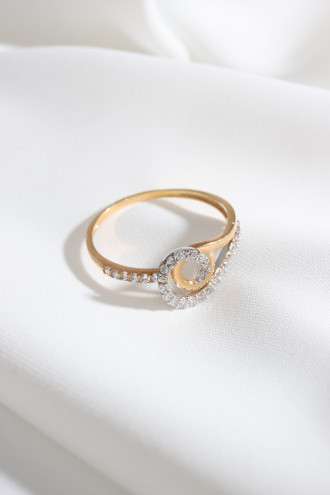 3 Sıra Zircon Taşlı Gold Renk Yüzük