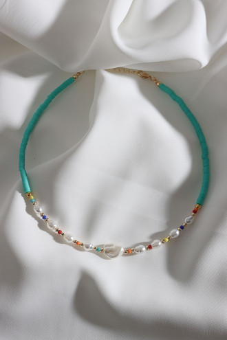 Yeşil İnci Detaylı Fimo Boncuk Kolye