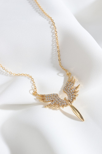 Zircon Taşlı Mikail Meleği Gold Renk Kolye