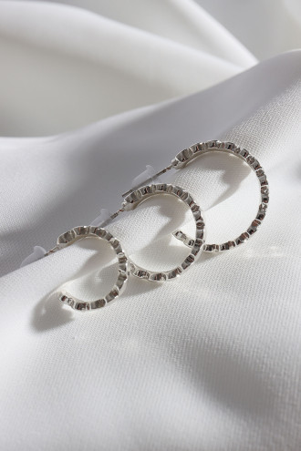 Kadın 3'Lü Gümüş Renk Halka Küpe Set