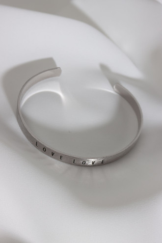 Love Yazılı Gümüş Renk Kararmaz Vip Bileklik