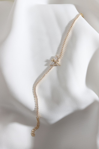 Beyaz Taşlı Yusufçuk Figürlü Zircon Taş Gold Renk Suyolu Bileklik